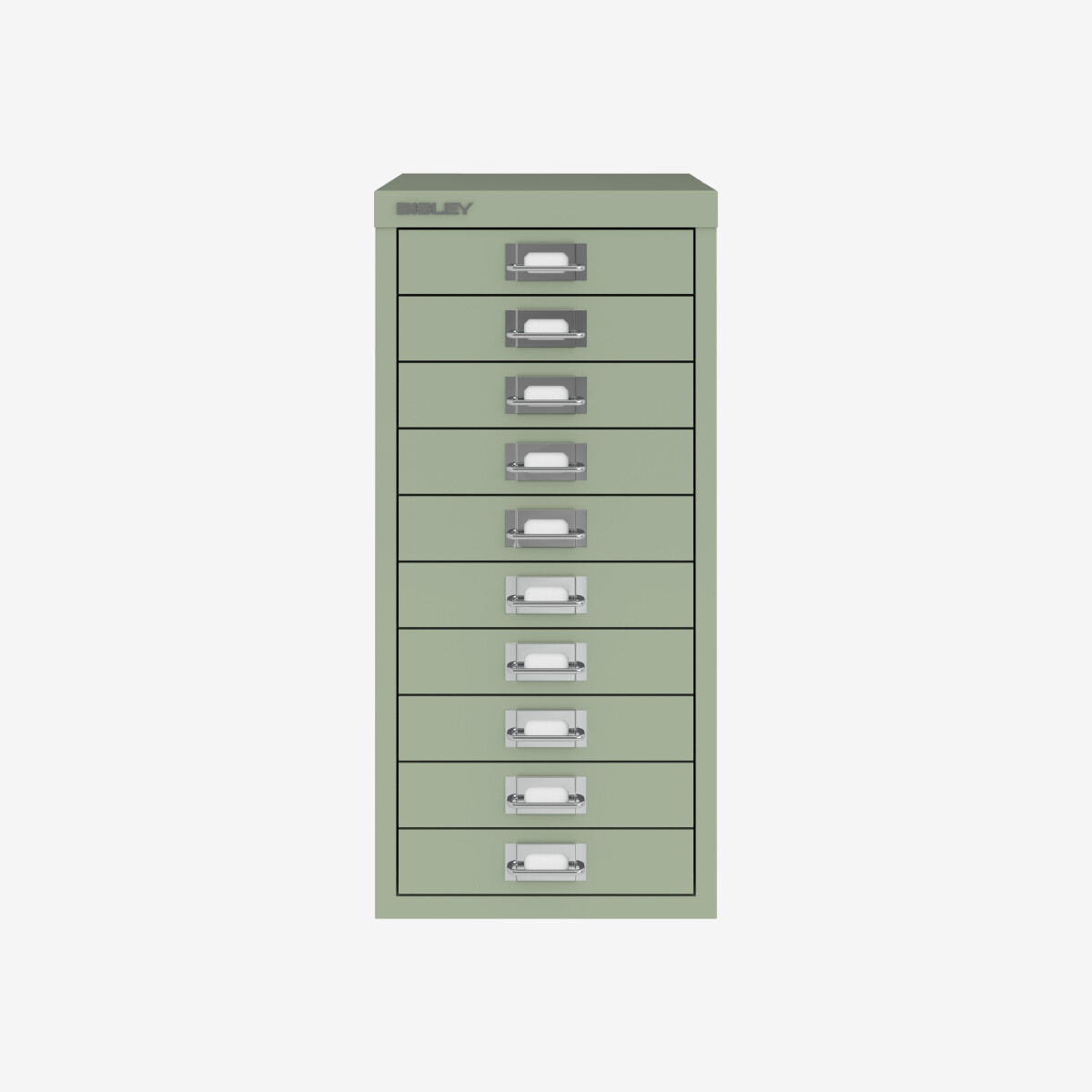 Commode Bureau 10 Tiroirs A4 Bisley - Métal Gris Clair 38x27,9x67cm - Rangeement Professionnel